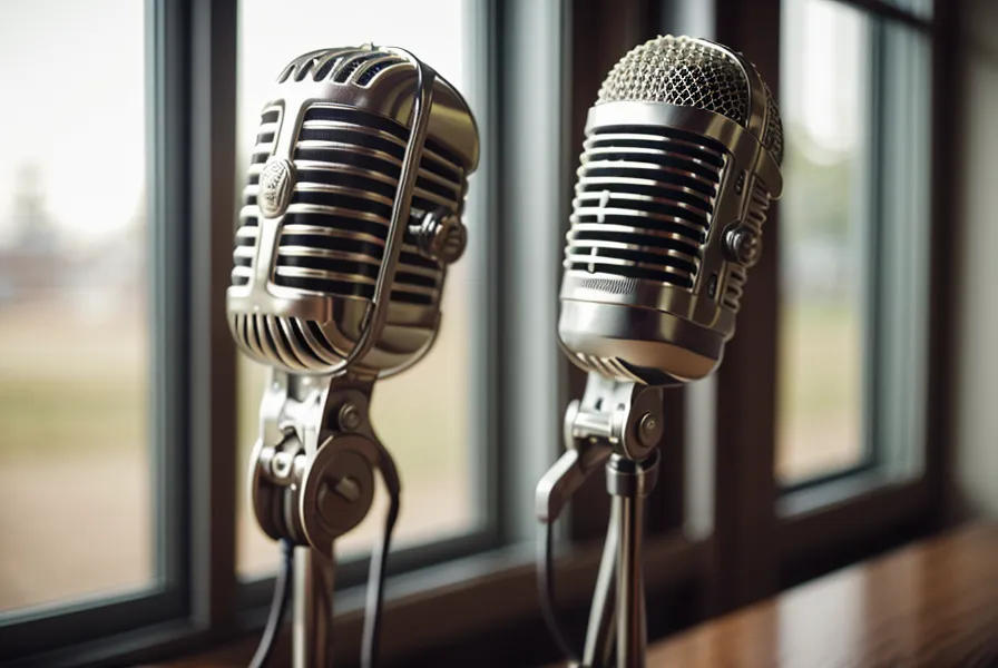 Gros plan sur une main s'approchant d'un microphone métallique, geste clé de la technique du micro pour parler en public sans appréhension