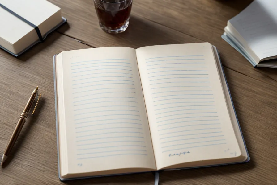Carnet de notes et verre d'eau sur une table en bois, repères pour gérer le trac avant de parler en public avec un micro