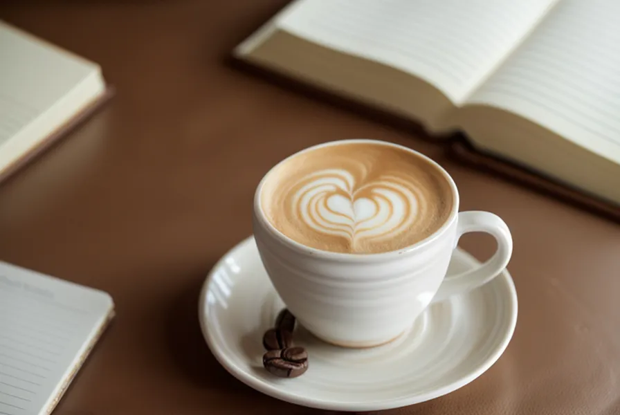 Tasse de café et stylo sur un carnet de notes, image de l'attente avant d'oser parler en réunion
